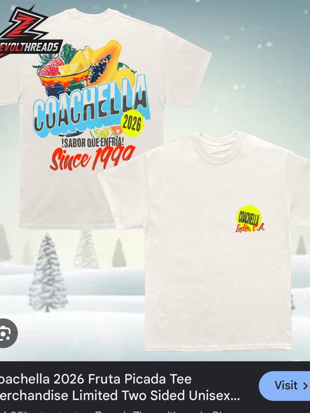 AUTHENTIC NEW Coachella Merch 2026 Fruta Picada Tee